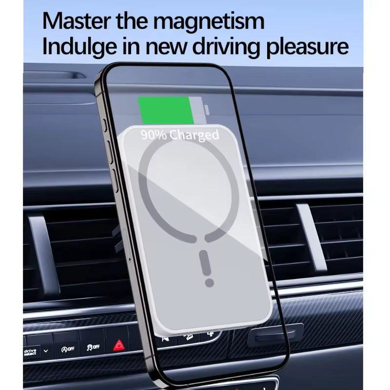 100W Magnetic Wireless Car Charger Air Outlet Phone Holder for Iphone 16 15 14 13 12 Pro Max Fast Wireless Car Charging Station