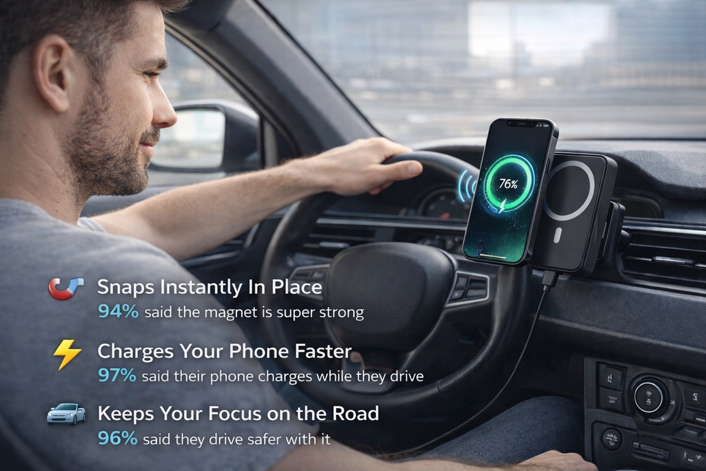 WorkStack MagDrive Magnetic Wireless Car Charger & Phone Mount
