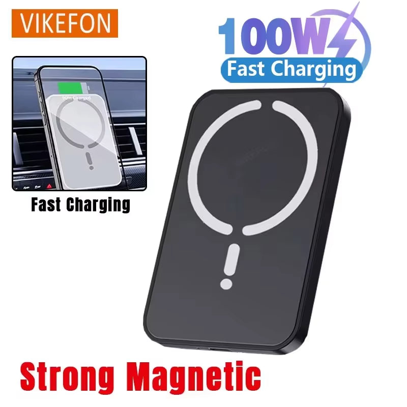 100W Magnetic Wireless Car Charger Air Outlet Phone Holder for Iphone 16 15 14 13 12 Pro Max Fast Wireless Car Charging Station